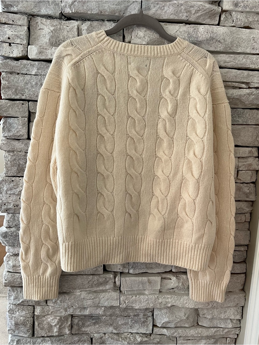 Polo Ralph Lauren Wool Cashmere Ivory Cable Knit Crewneck Sweater - Picture 5 of 10